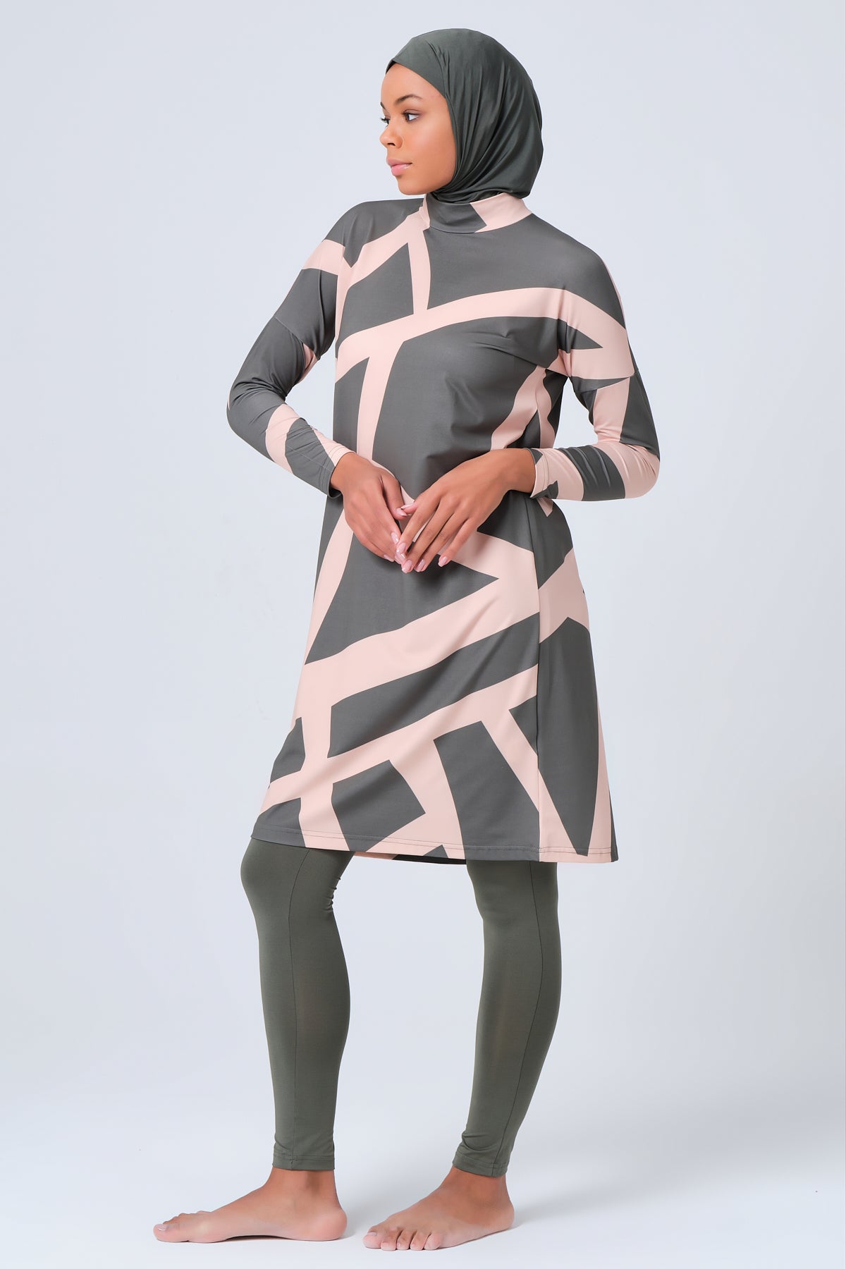 Elegant Modest Burkini Set – Full Coverage Swimwear with Hijab | Sizes S-3XL