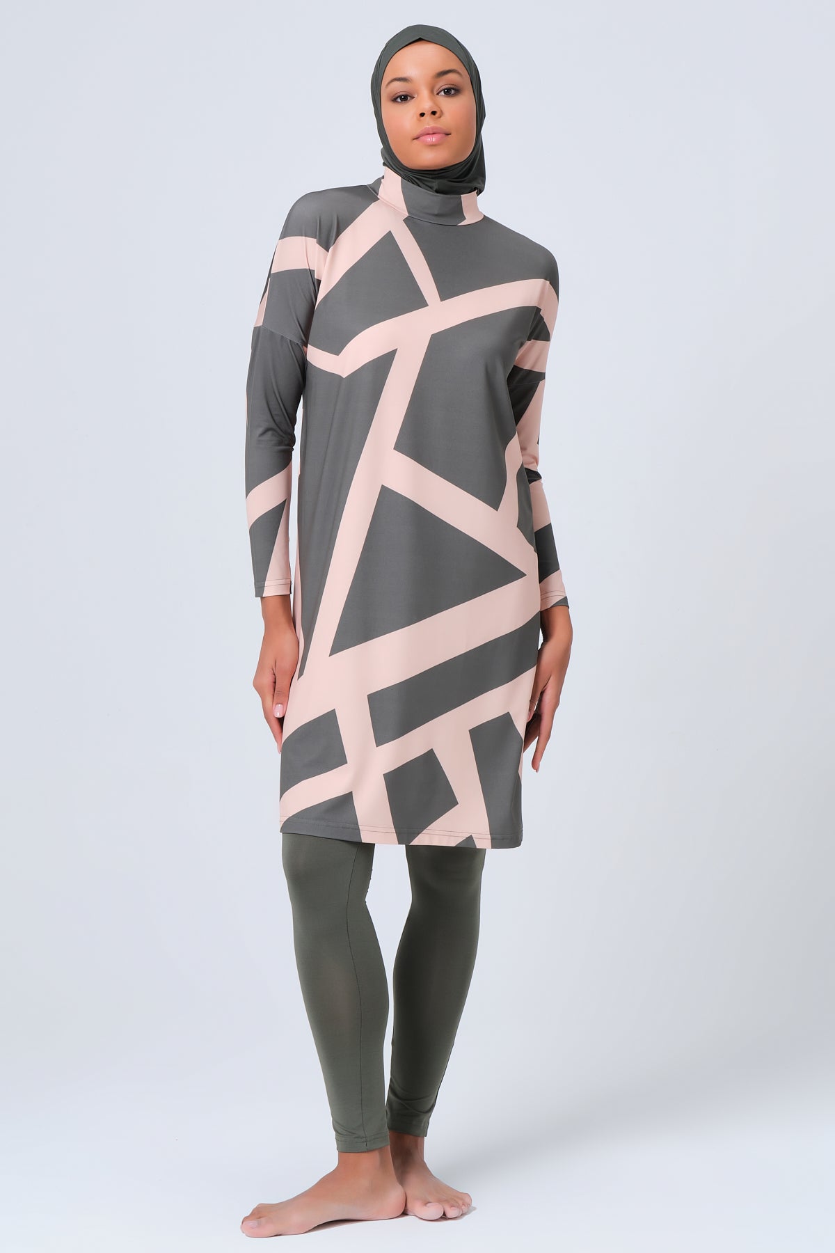 Elegant Modest Burkini Set – Full Coverage Swimwear with Hijab | Sizes S-3XL