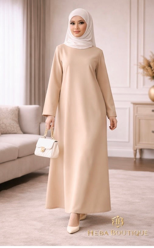 Rosaline Solid Modest Maxi Dress Heba Boutique