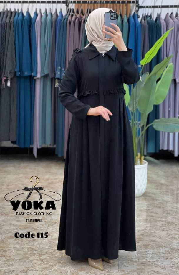 Black Crepe Abaya – Modest Elegant Long Sleeve Dress