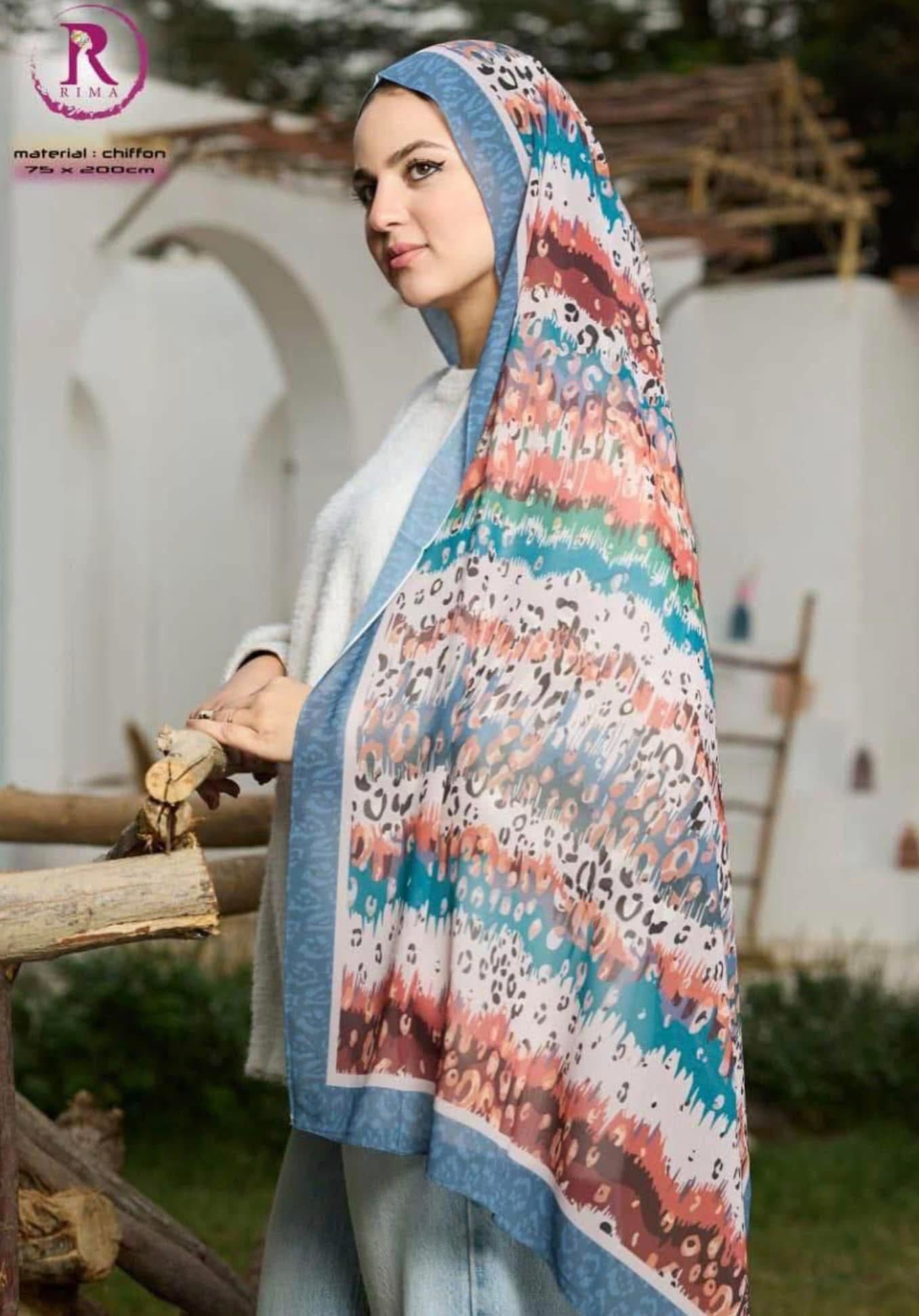 🧕 Digital Printed Crêpe Chiffon Hijab – Elegant & Practical