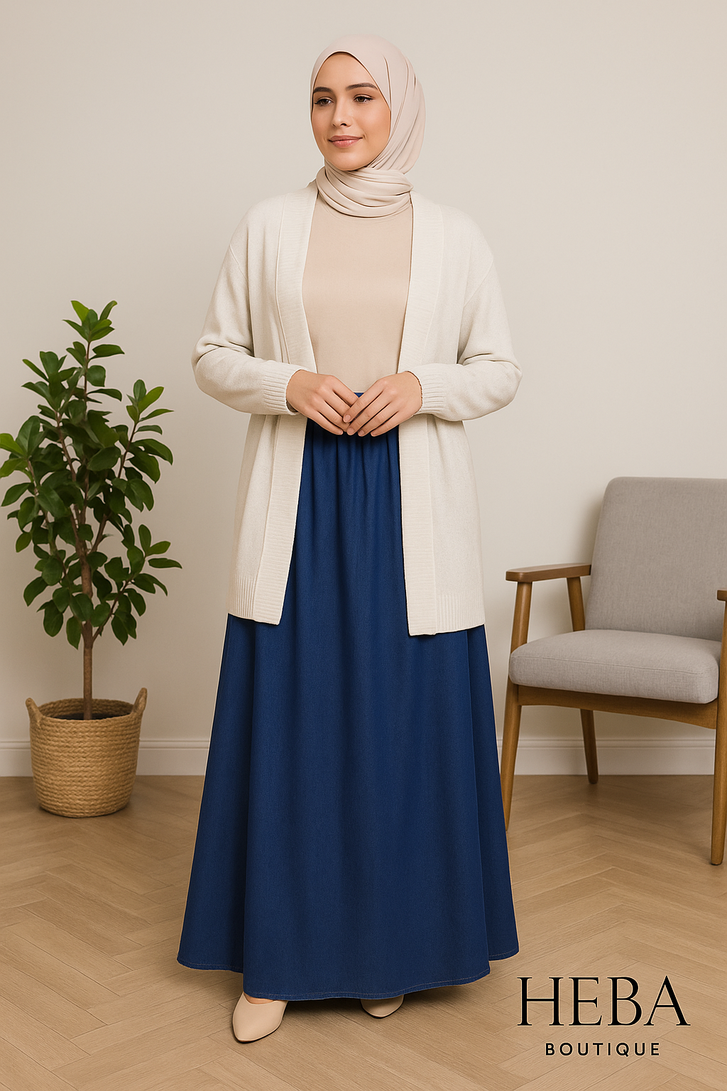 Loose Fit Denim Skirt – Free Size, Modest & Stylish