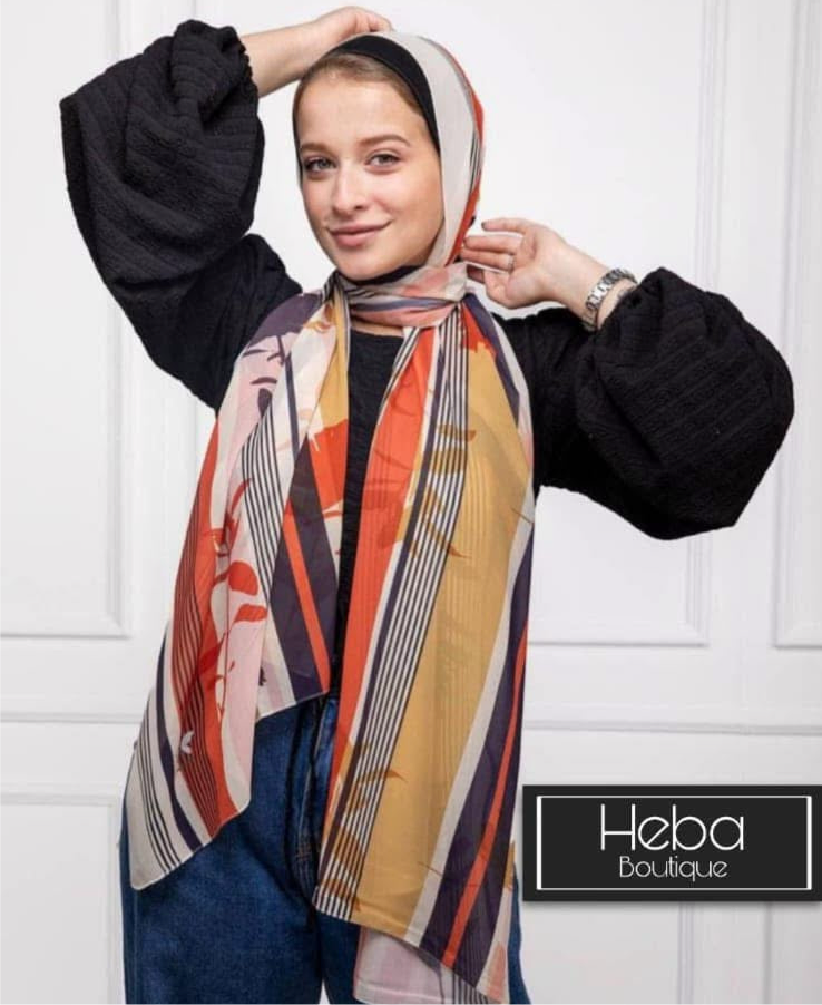 🧕 Digital Printed Crêpe Chiffon Hijab – Elegant & Practical