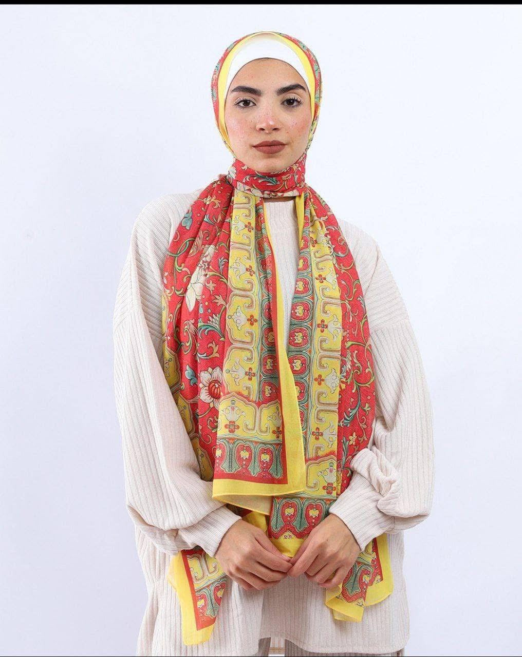 🧕 Digital Printed Crêpe Chiffon Hijab – Elegant & Practical