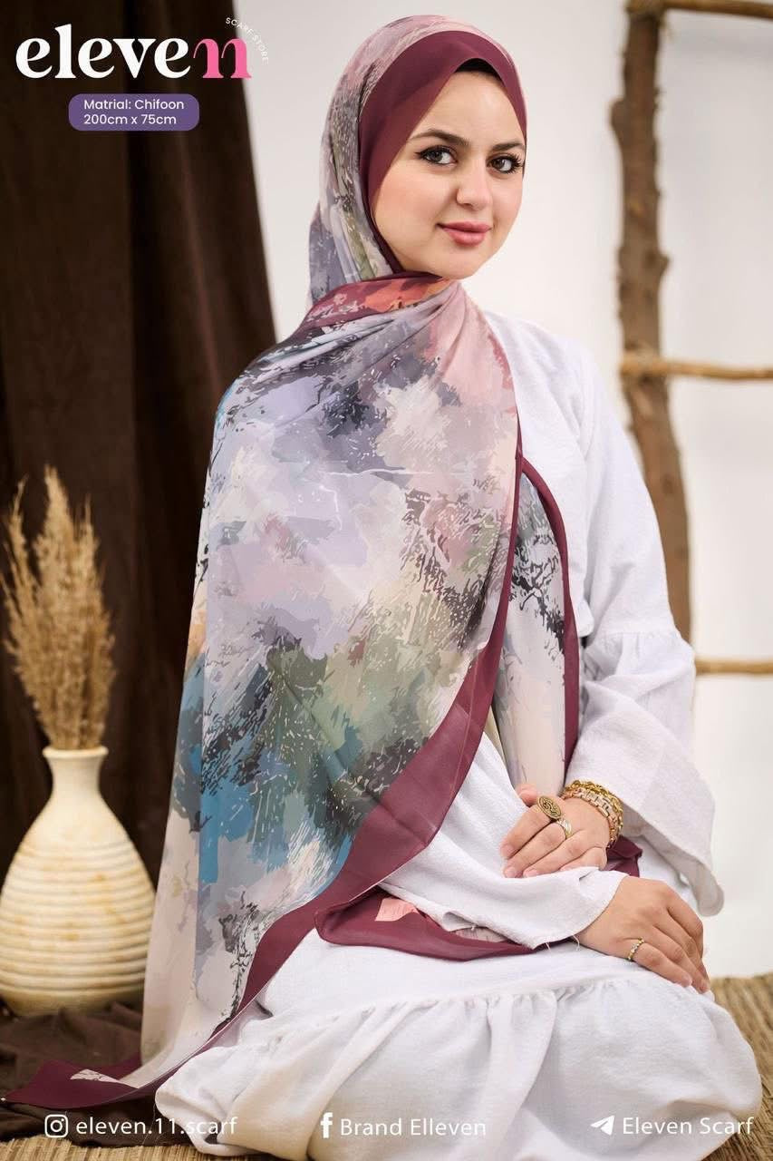 🧕 Digital Printed Crêpe Chiffon Hijab – Elegant & Practical