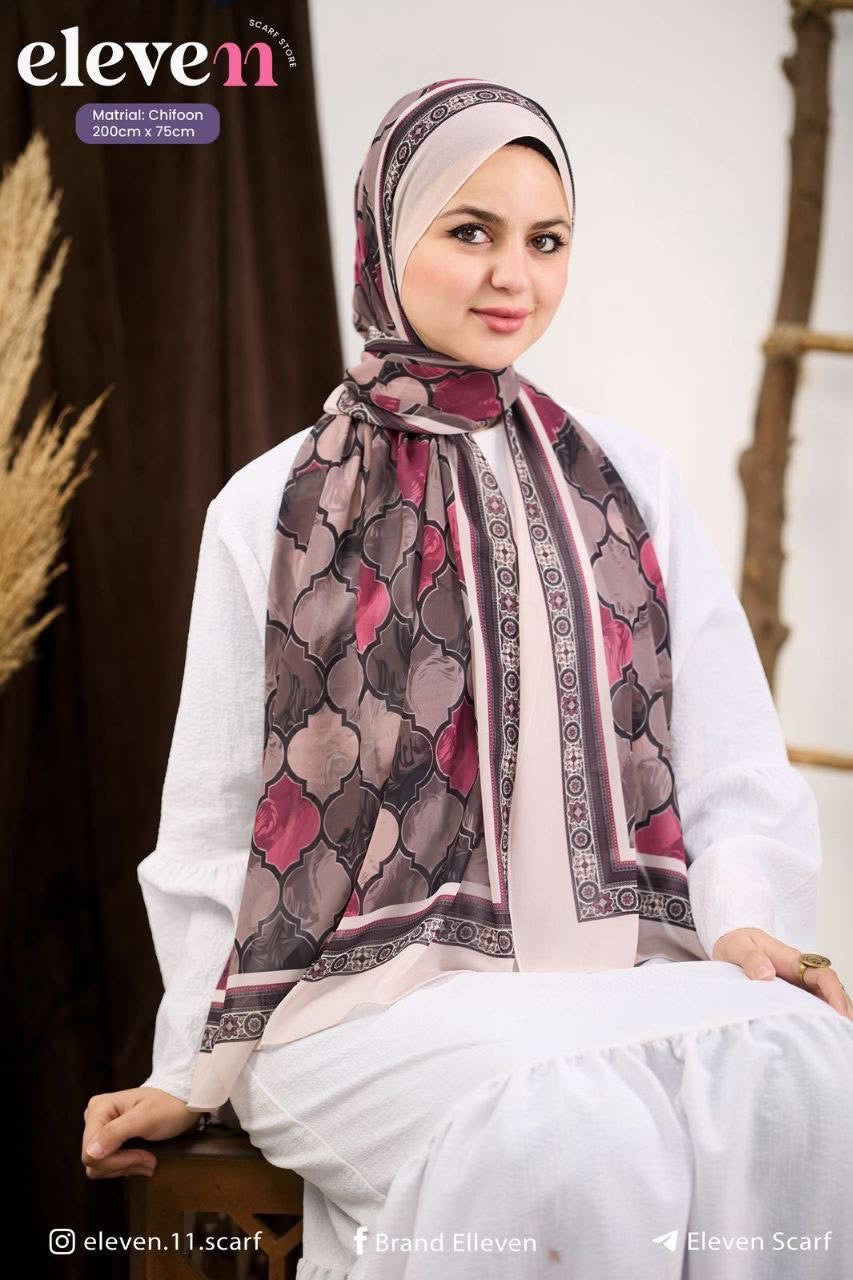 🧕 Digital Printed Crêpe Chiffon Hijab – Elegant & Practical