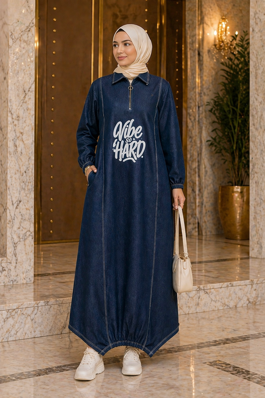 ✨ Modest Denim Maxi Dress – Effortless Everyday Look (M–3XL) Heba Boutique