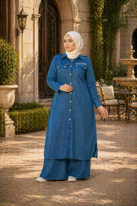 Denim Two-Piece Set | Modest & Stylish | Blue & Black Heba Boutique