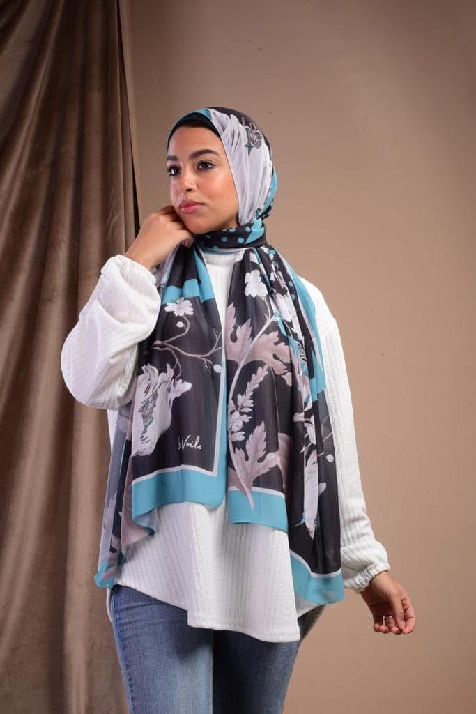 🧕 Digital Printed Crêpe Chiffon Hijab – Elegant & Practical