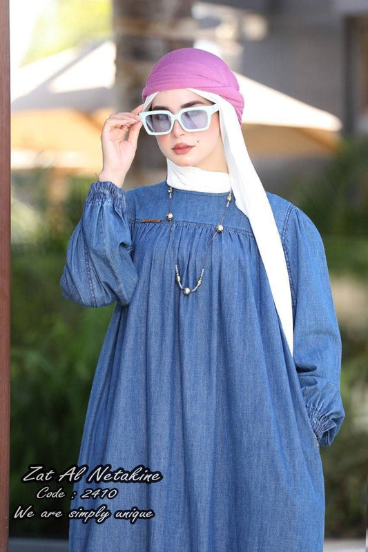 Lightweight Denim Abaya Dress – Modest & Comfortable Everyday Style