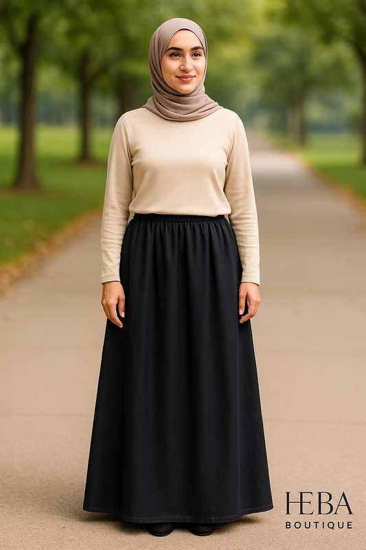 Loose Fit Denim Skirt – Free Size, Modest & Stylish