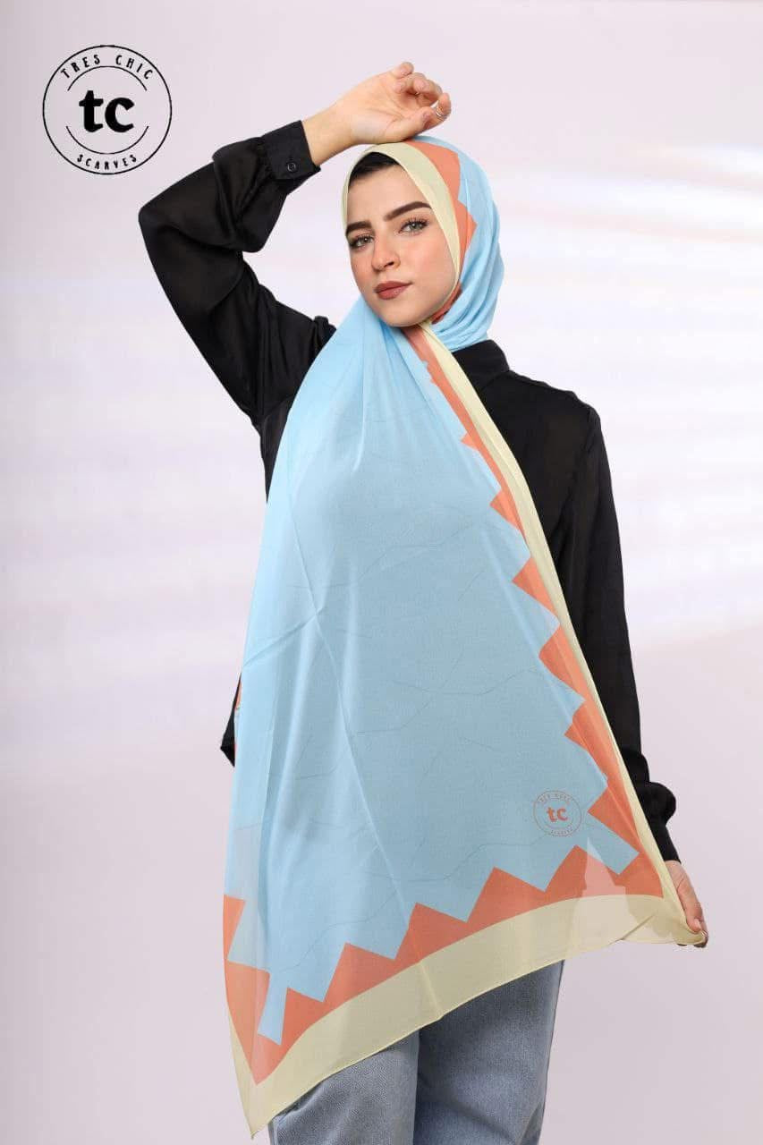 🧕 Digital Printed Crêpe Chiffon Hijab – Elegant & Practical