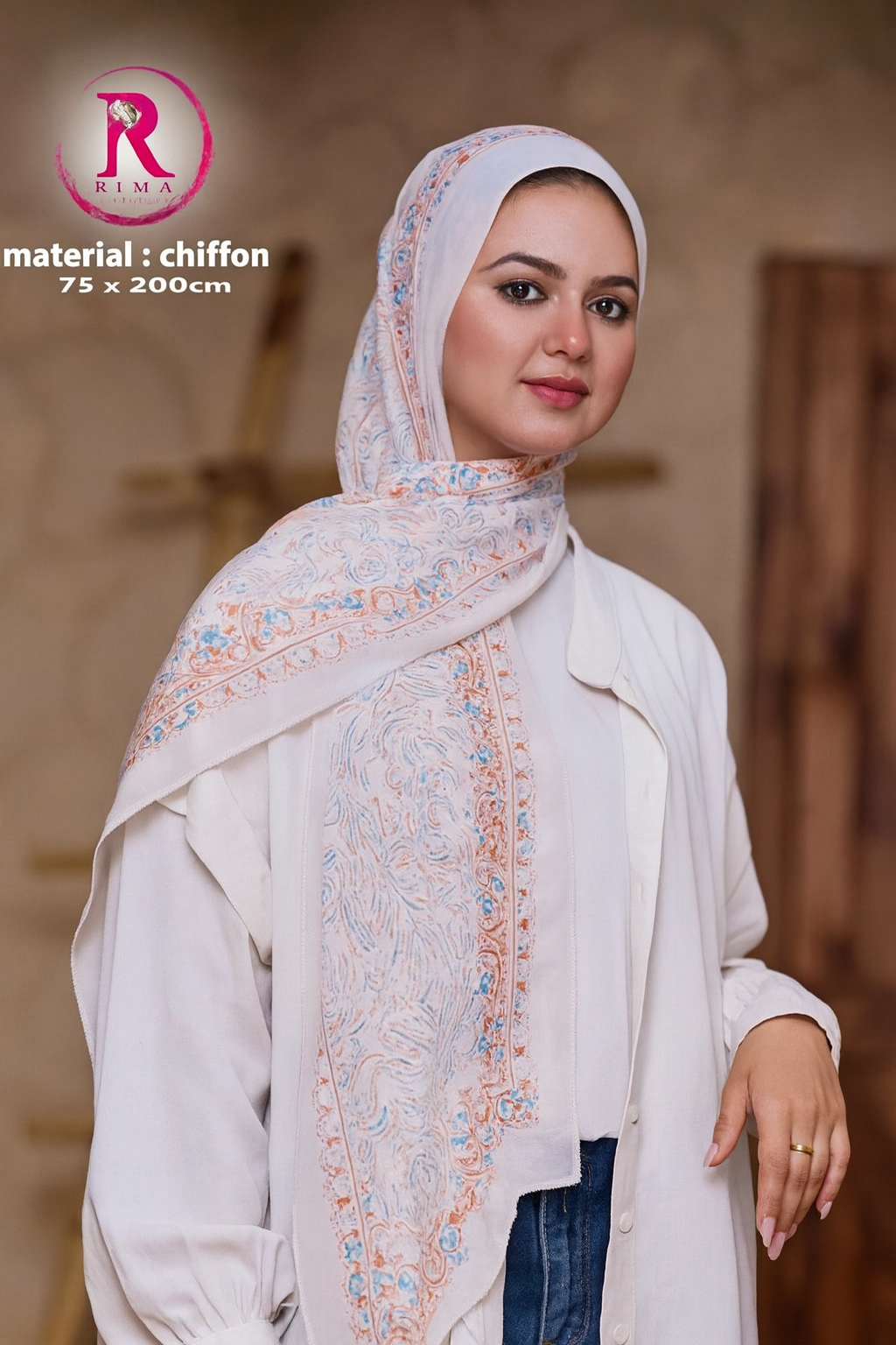 🧕 Digital Printed Crêpe Chiffon Hijab – Elegant & Practical