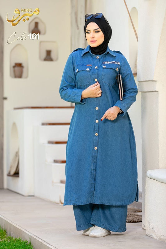 Two-Piece Denim Suit – New Arrival | Modest Fashion | Available in Blue & Black