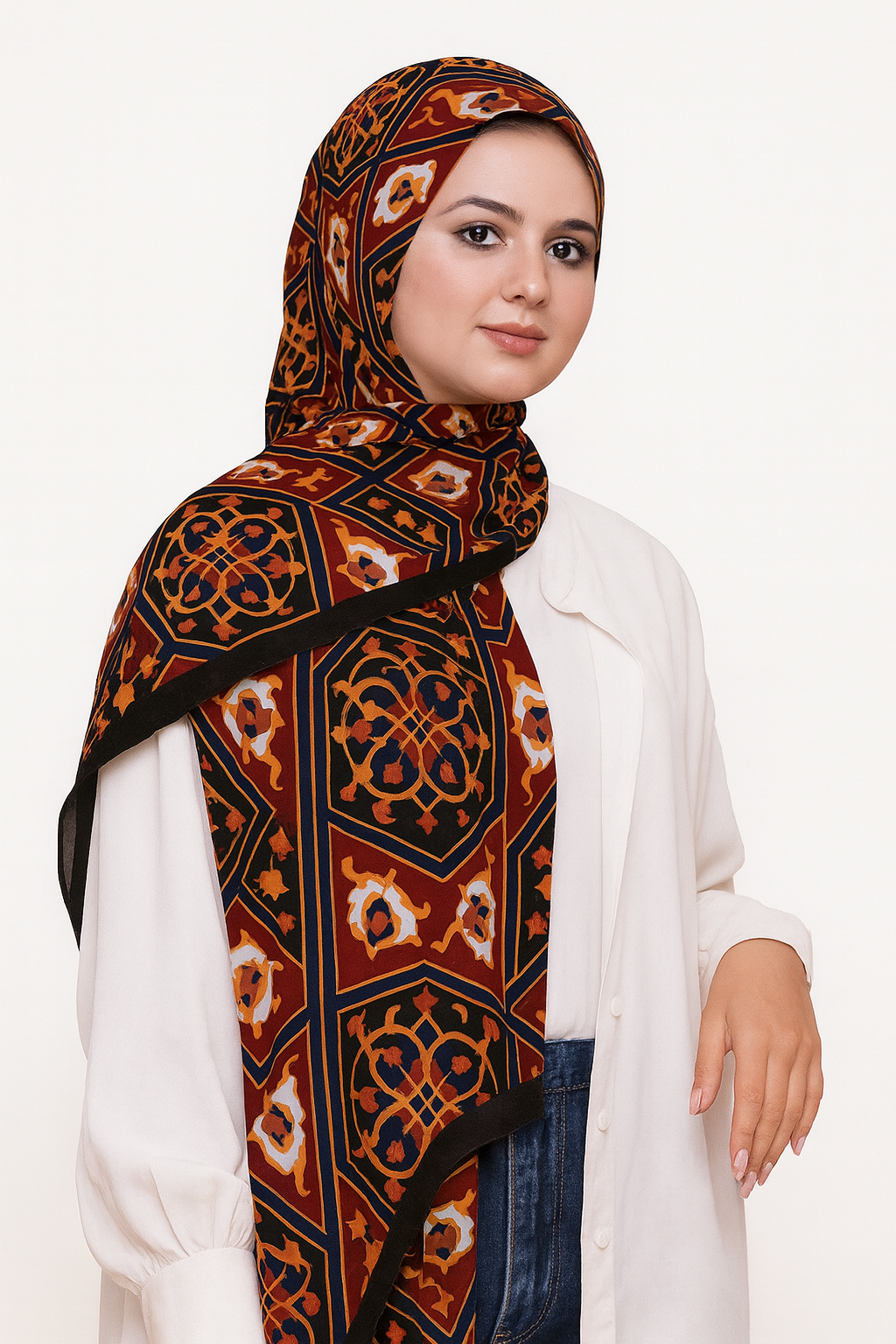 🧕 Digital Printed Crêpe Chiffon Hijab – Elegant & Practical