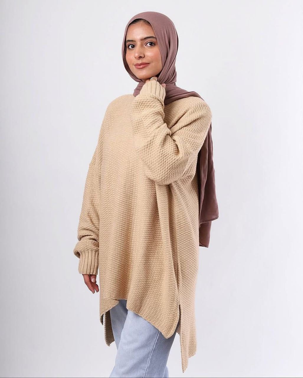 Knitted Free Size Winter Sweater – Soft Tricot Wool Pullover for Women – Modest Warm Top