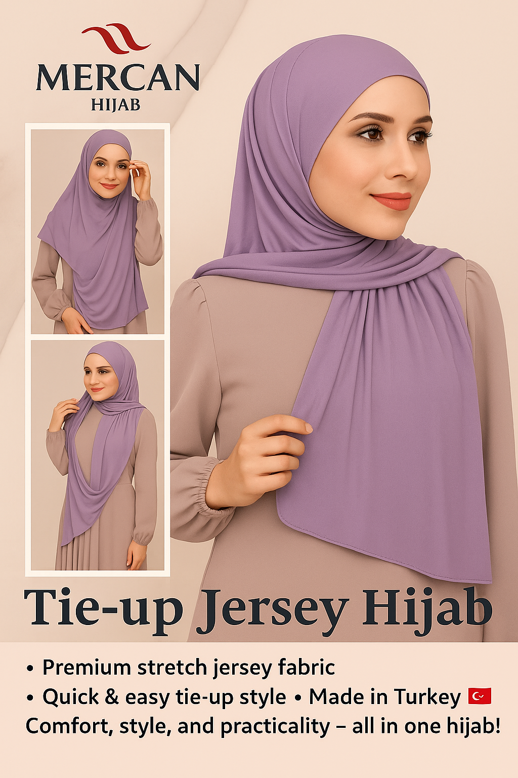 Mercan Tie-up Jersey Hijab – Effortless & Practical