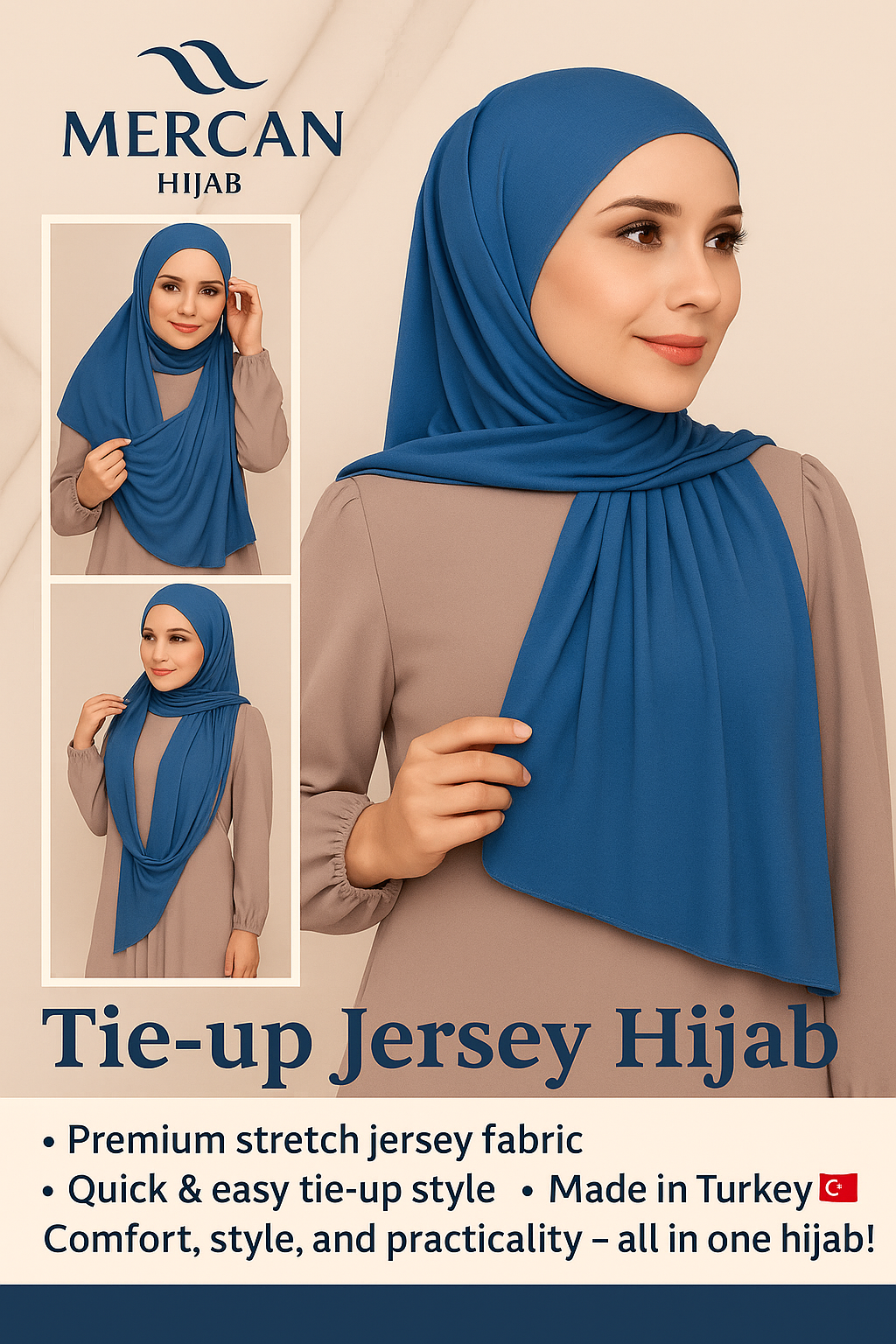 Mercan Tie-up Jersey Hijab – Effortless & Practical