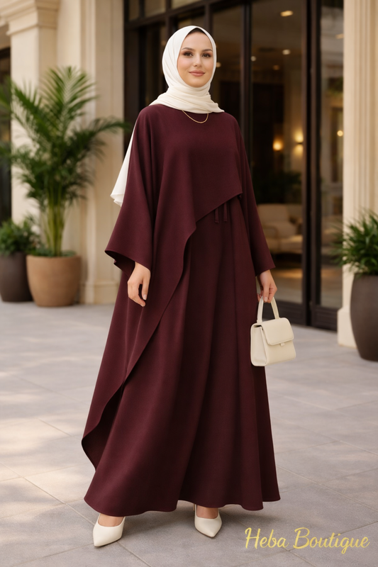 Elegant Linen Two-Piece Modest Set – Premium Flowing Design Heba Boutique