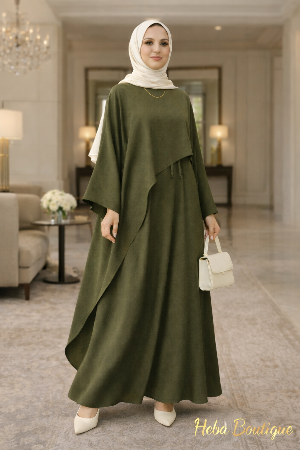 Elegant Linen Two-Piece Modest Set – Premium Flowing Design Heba Boutique