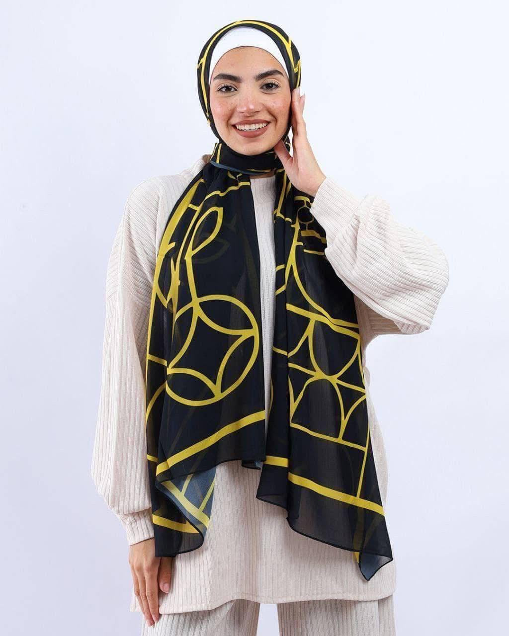 🧕 Digital Printed Crêpe Chiffon Hijab – Elegant & Practical