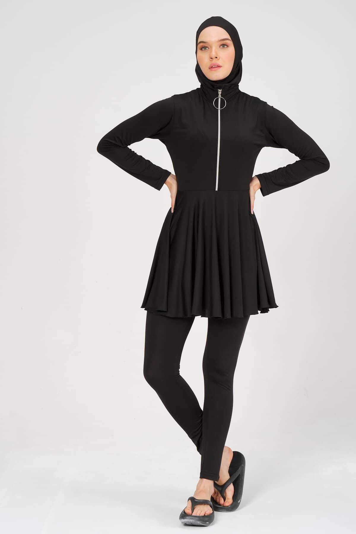 FINAL SALE – Black & Red Modest Swimsuit | S–3XL Heba Boutique