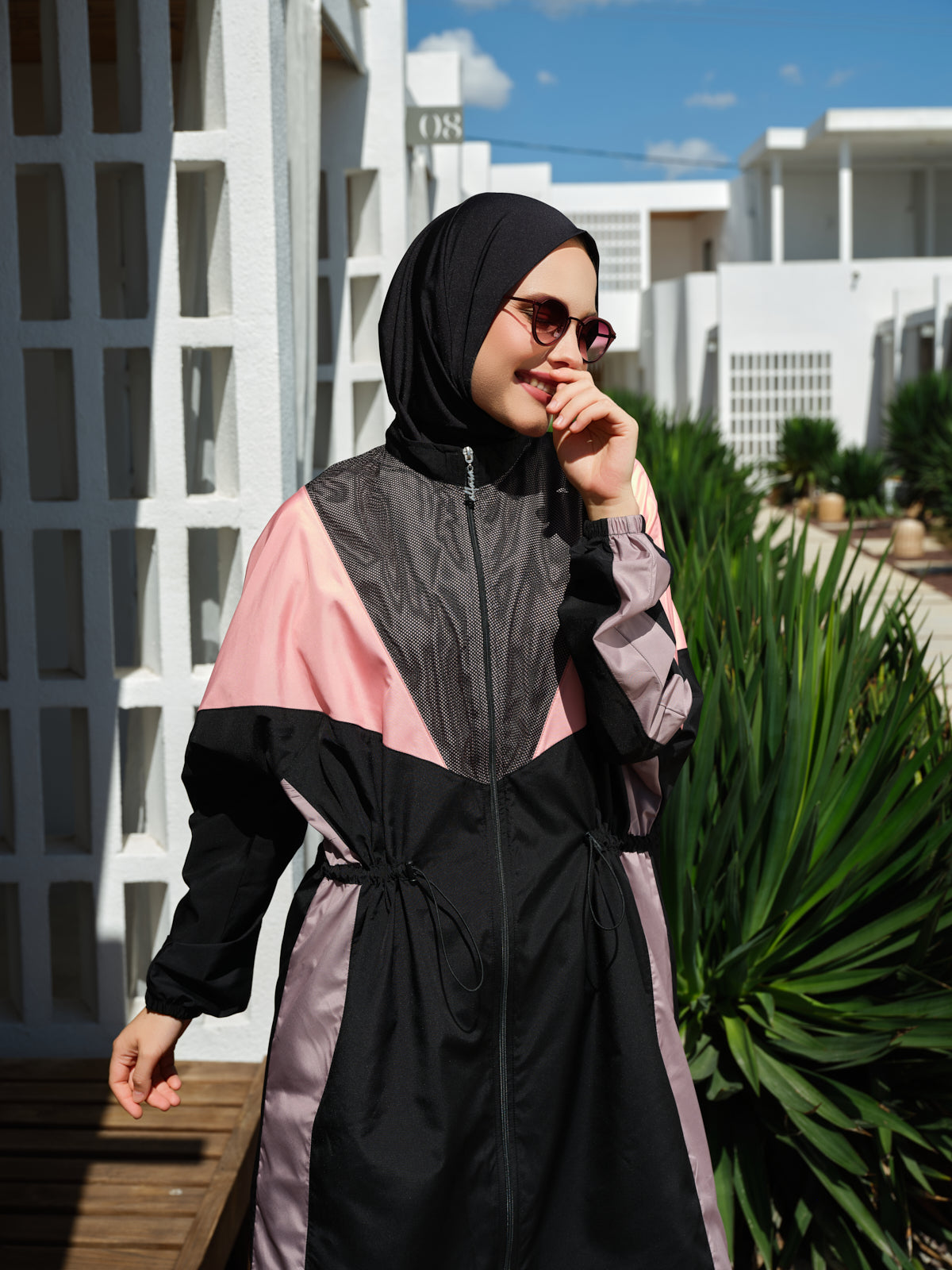 Sporty Modest Swim Set – Color Block Design Heba Boutique