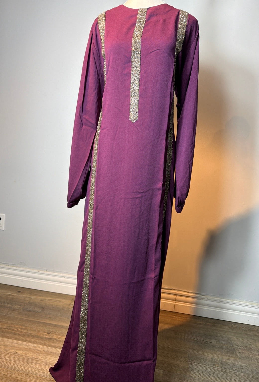Elegant Modest Abaya with Shimmering Trim Heba Boutique