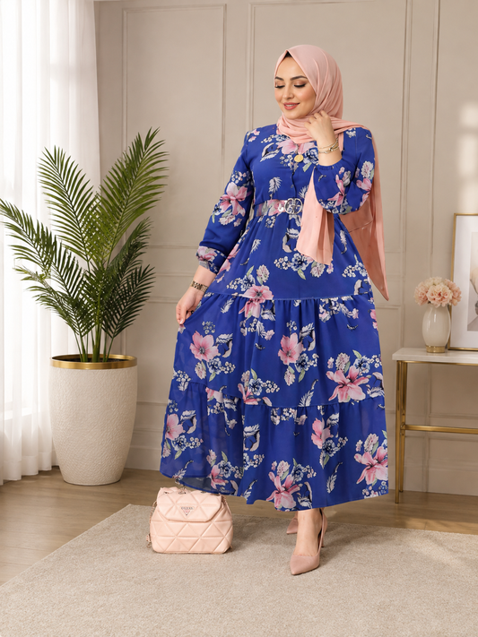 Chiffon Floral Modest Dress Heba Boutique
