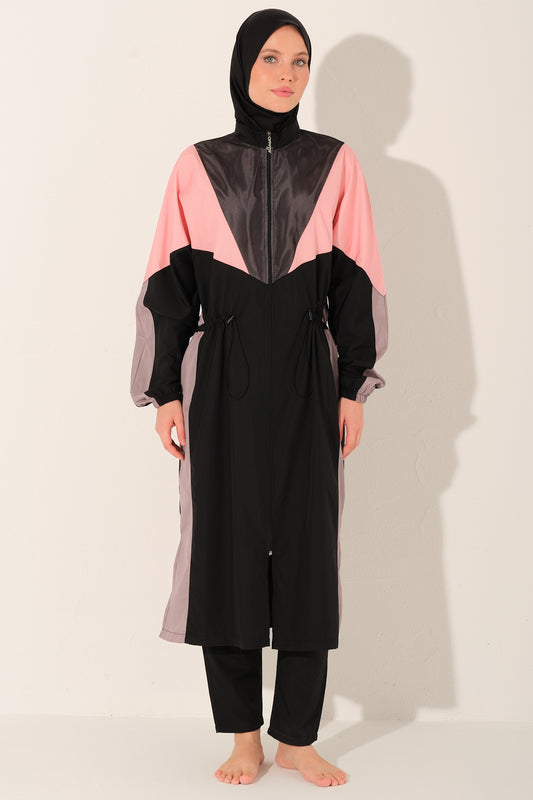Sporty Modest Swim Set – Color Block Design Heba Boutique