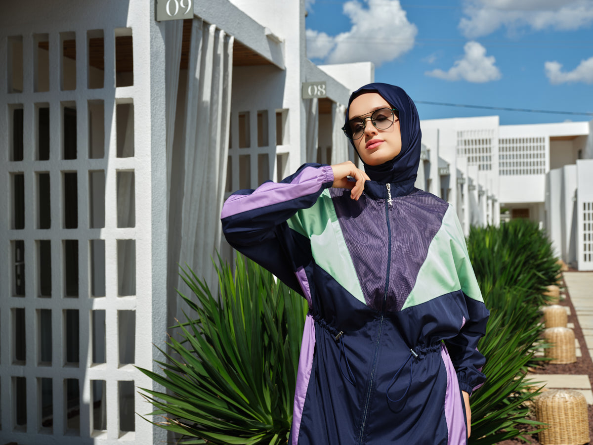 Sporty Modest Swim Set – Color Block Design Heba Boutique