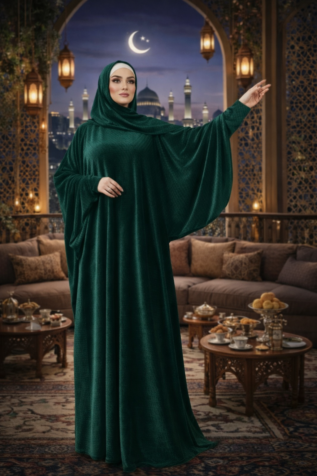 Velvet Batwing Abaya – Free Size | Prayer & Gatherings