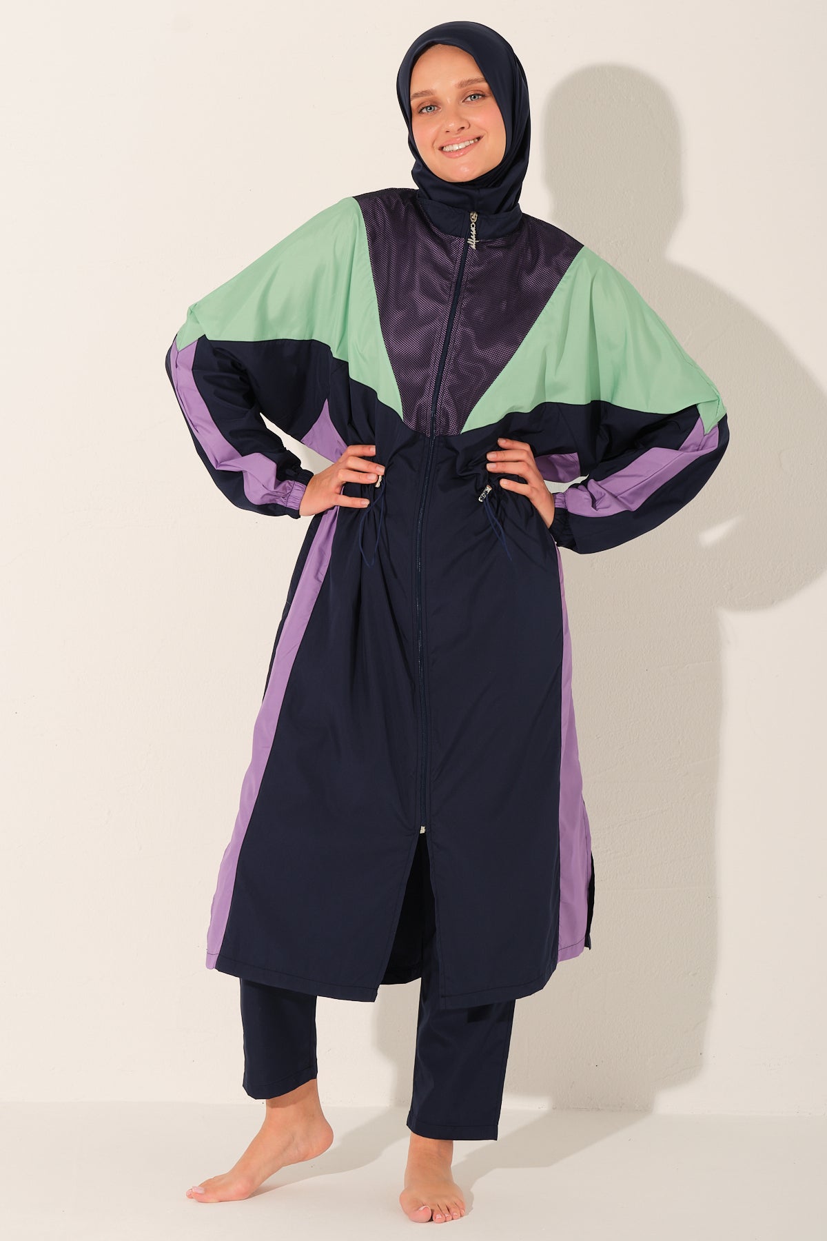 Sporty Modest Swim Set – Color Block Design Heba Boutique
