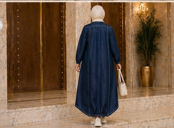 ✨ Modest Denim Maxi Dress – Effortless Everyday Look (M–3XL) Heba Boutique