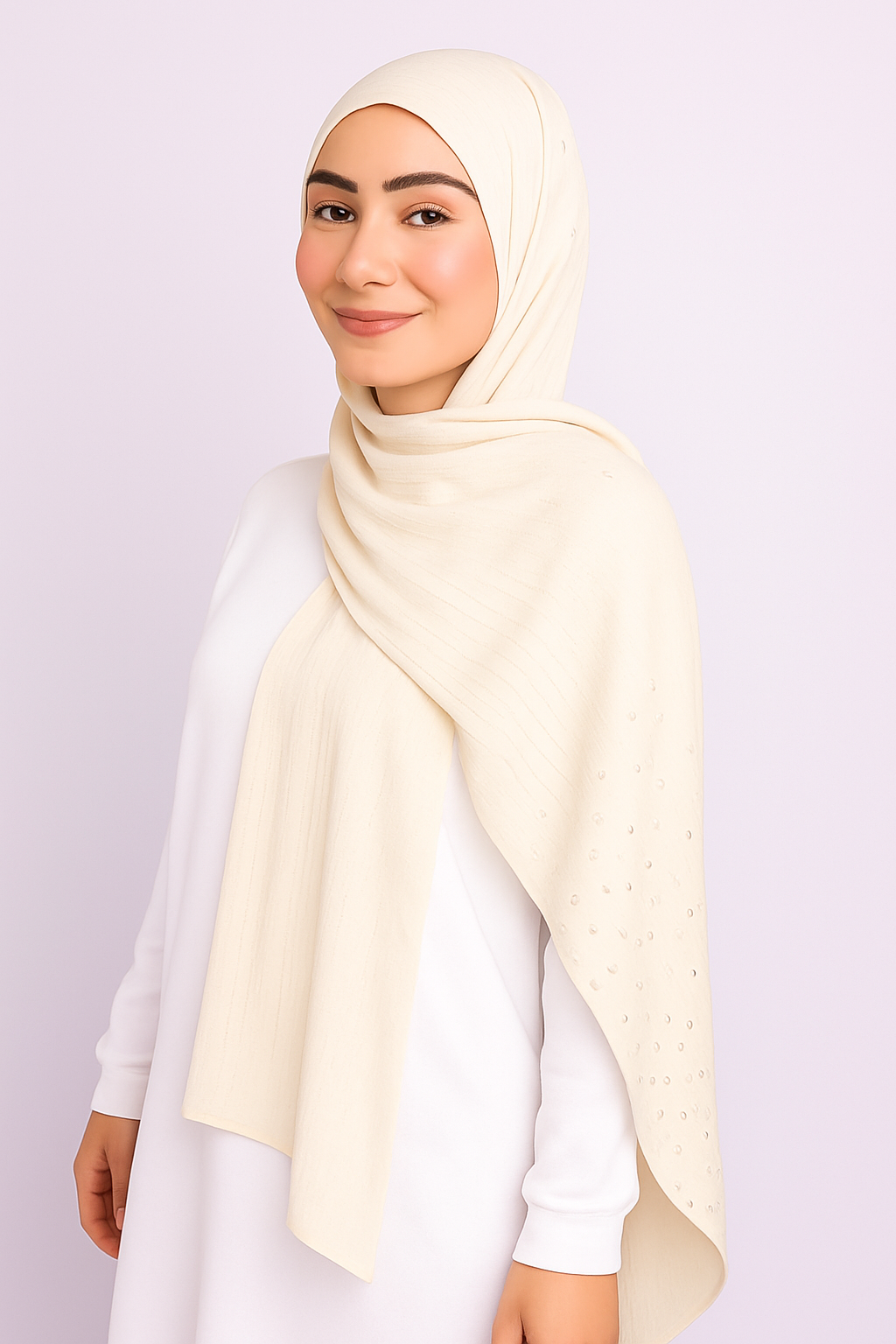 Kuwaiti Cotton Gel Hijab with Crystals – Elegant & Timeless Heba Boutique