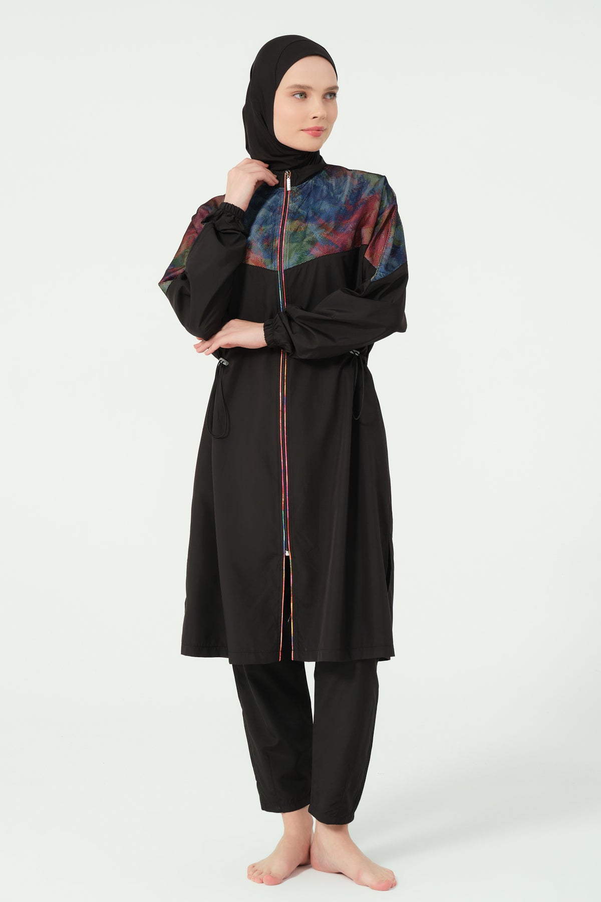 Modest Swimwear Set – Printed Long Top & Flare Pant Heba Boutique