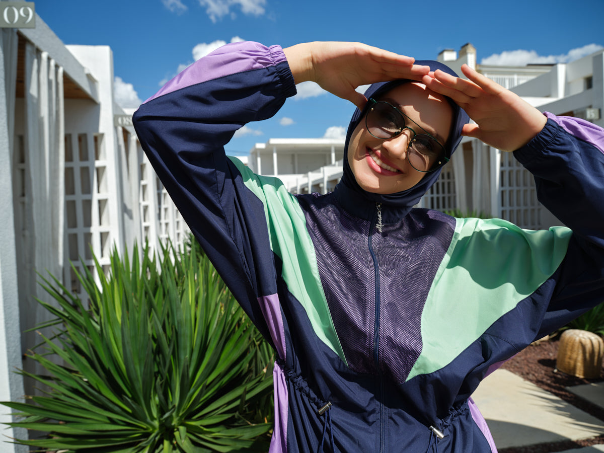 Sporty Modest Swim Set – Color Block Design Heba Boutique