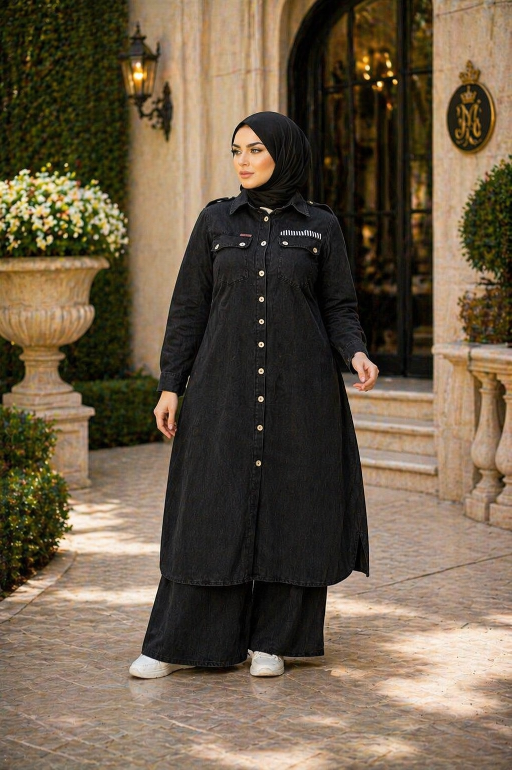 Denim Two-Piece Set | Modest & Stylish | Blue & Black Heba Boutique