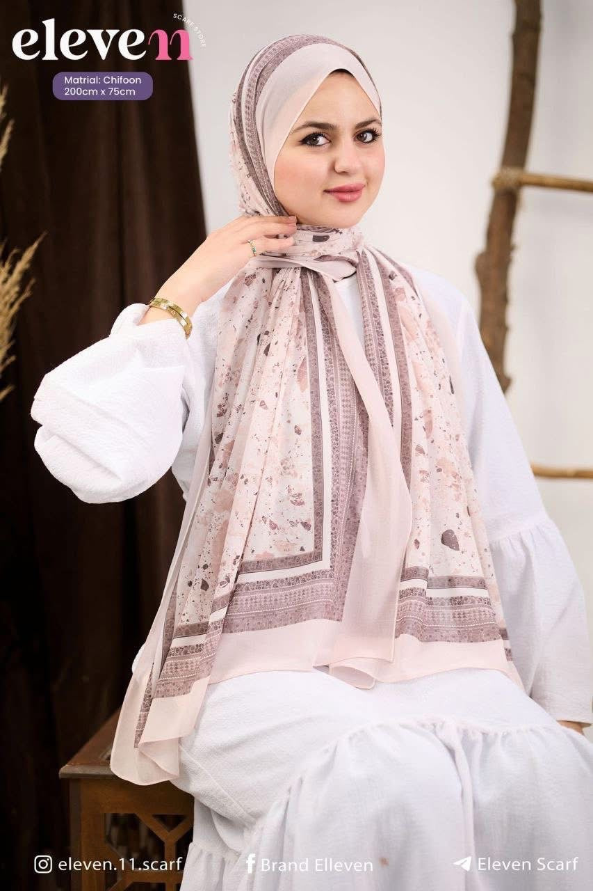 🧕 Digital Printed Crêpe Chiffon Hijab – Elegant & Practical