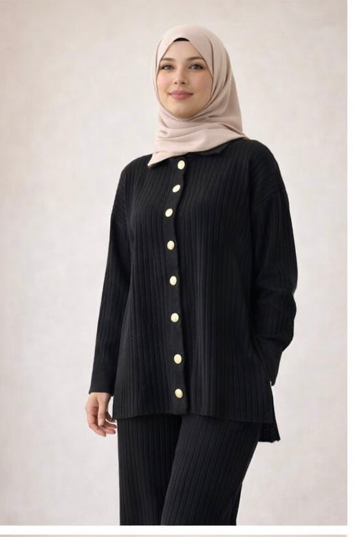 Ribbed Knit Modest Two-Piece Set – Free Size Heba Boutique