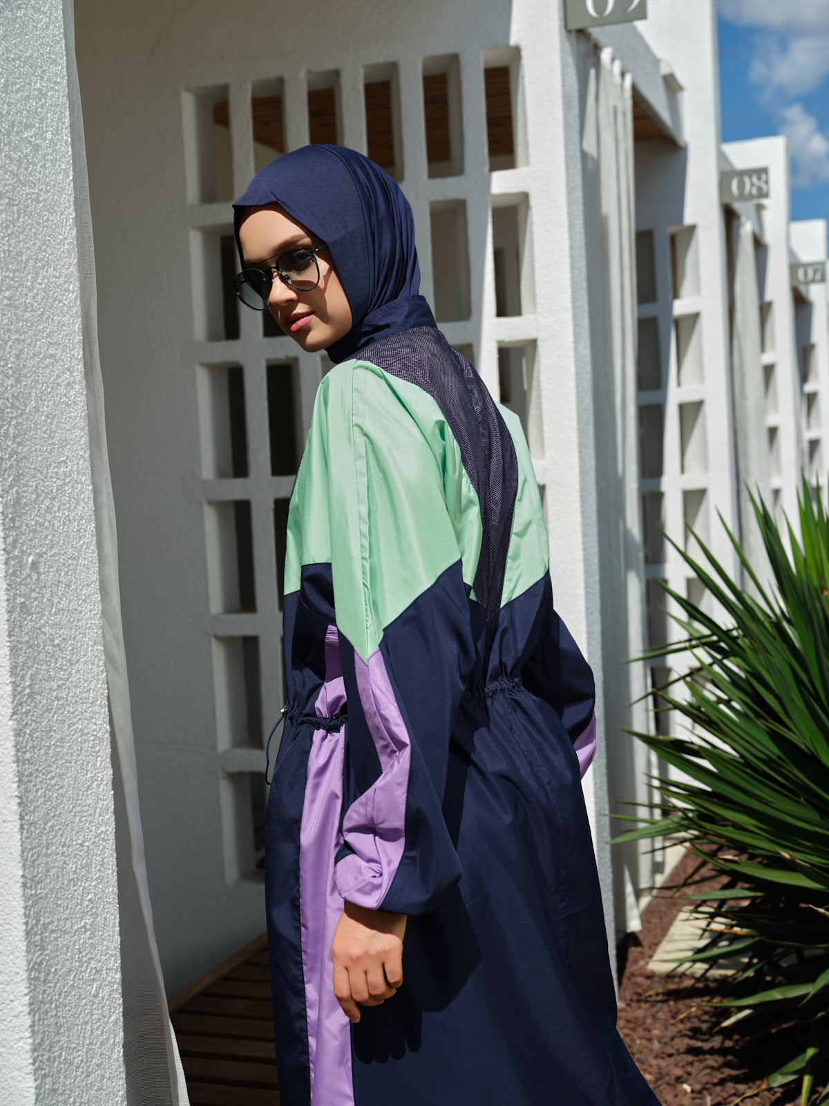 Sporty Modest Swim Set – Color Block Design Heba Boutique