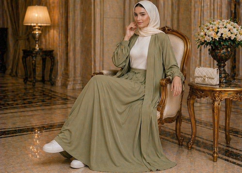 Modest Cardigan & Maxi Skirt Set – Elegant Everyday Outfit Heba Boutique