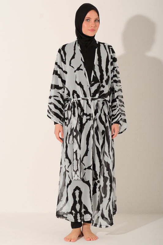 Zebra Luxury Modest Swimwear Set – 4-Piece Full Coverage Swim Look Heba Boutique