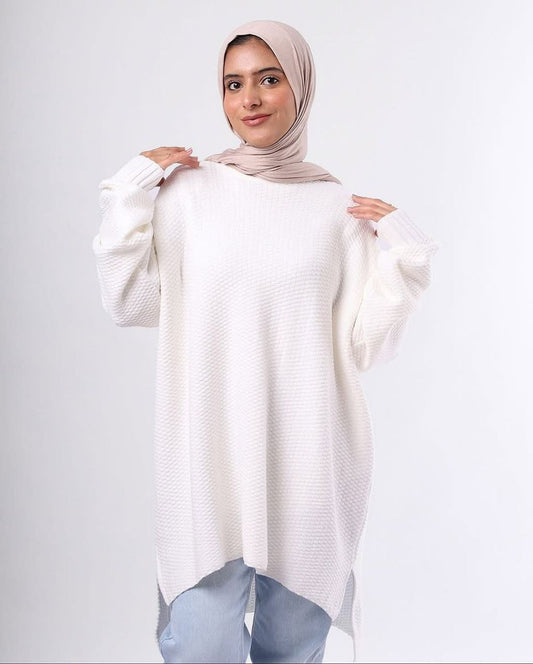 Knitted Free Size Winter Sweater – Soft Tricot Wool Pullover for Women – Modest Warm Top