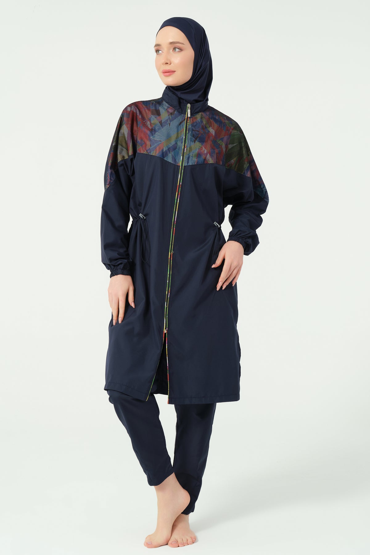 Modest Swimwear Set – Printed Long Top & Flare Pant Heba Boutique