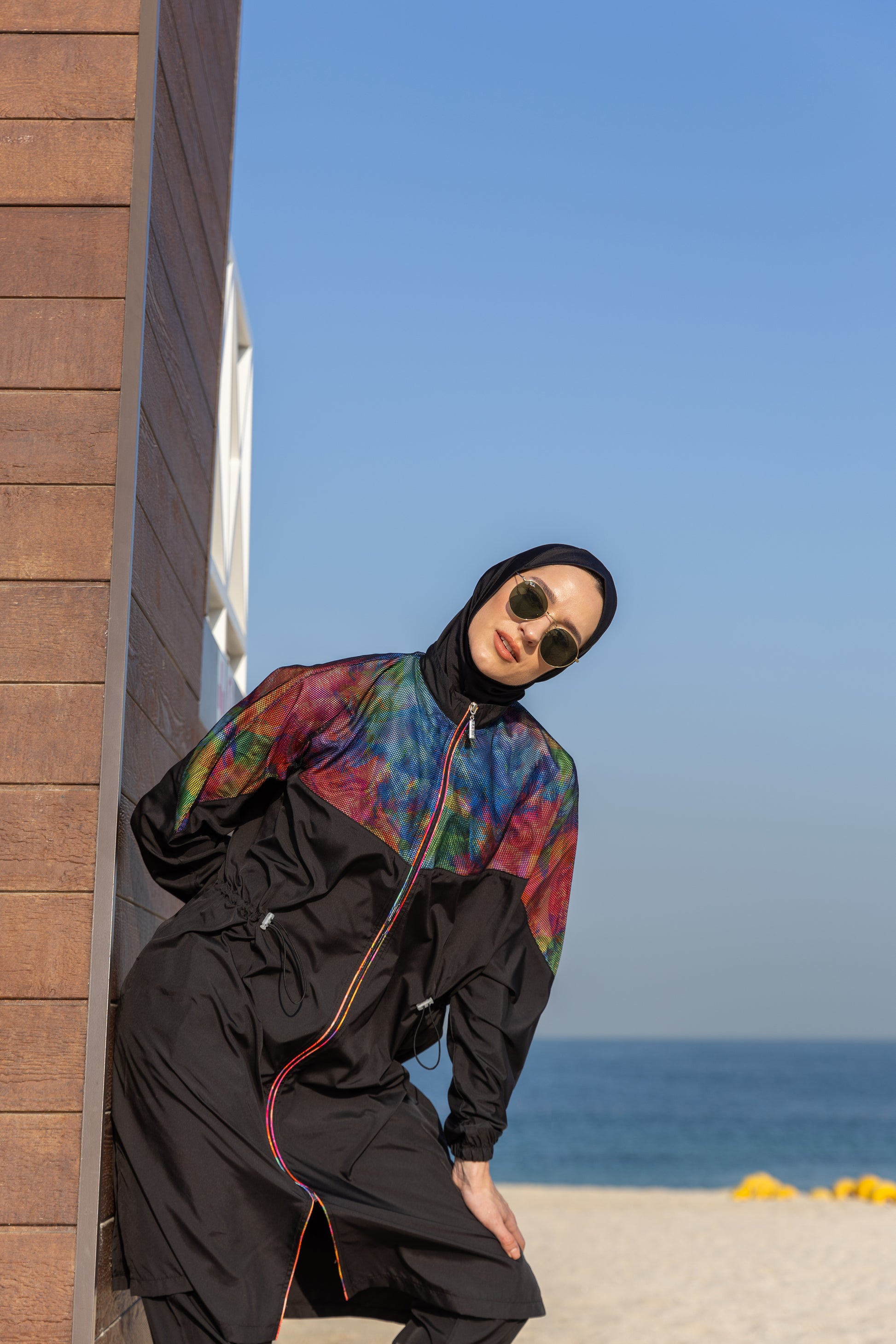 Modest Swimwear Set – Printed Long Top & Flare Pant Heba Boutique
