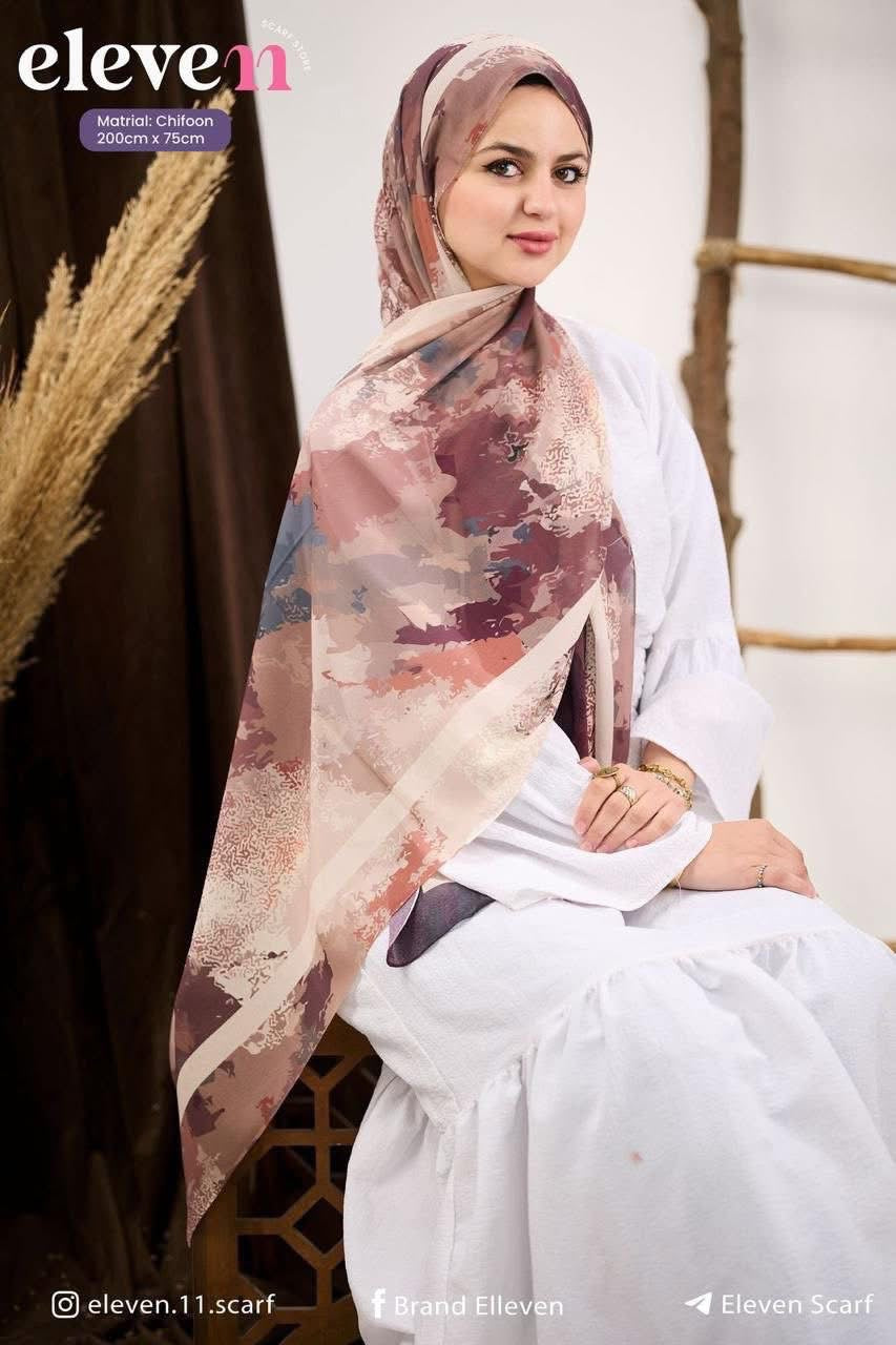 🧕 Digital Printed Crêpe Chiffon Hijab – Elegant & Practical
