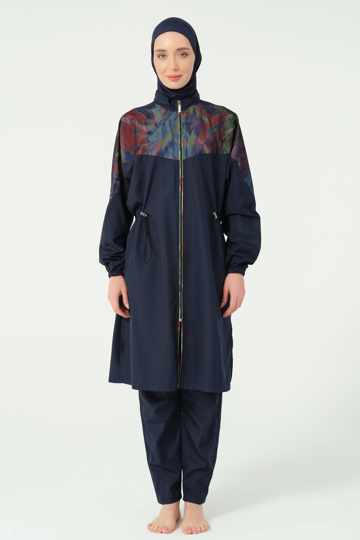 Modest Swimwear Set – Printed Long Top & Flare Pant Heba Boutique