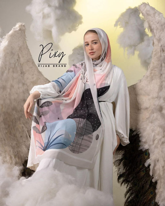 🧕 Digital Printed Crêpe Chiffon Hijab – Elegant & Practical