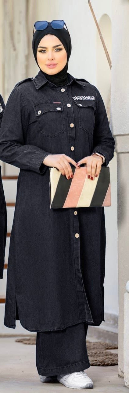 Two-Piece Denim Suit – New Arrival | Modest Fashion | Available in Blue & Black